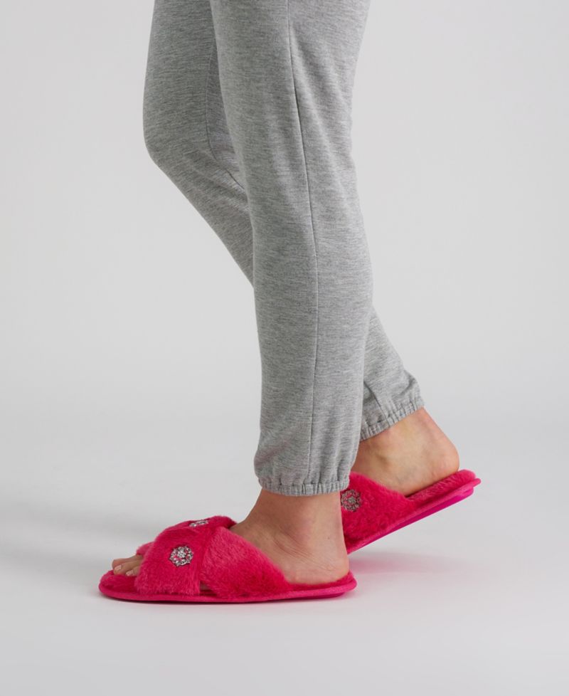 Women's Embellished Cross Band Slide Slippers