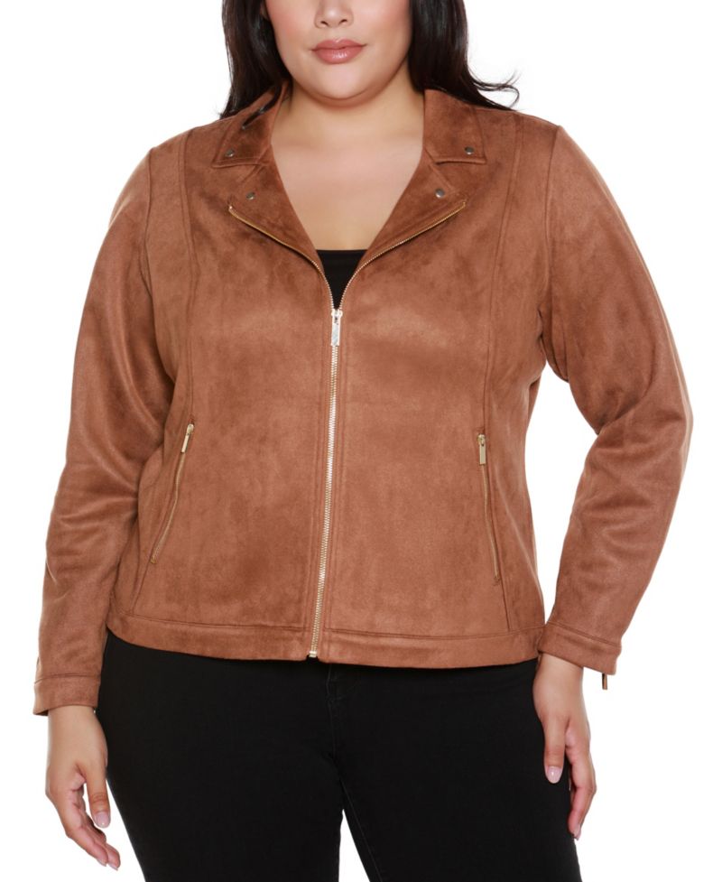 Plus Size Faux-Suede Moto Jacket