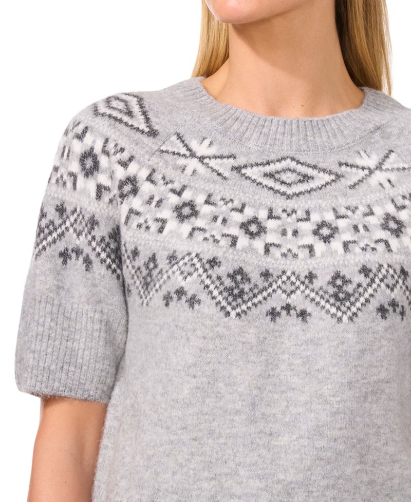Women's Short-Sleeve Fair Isle Sweater