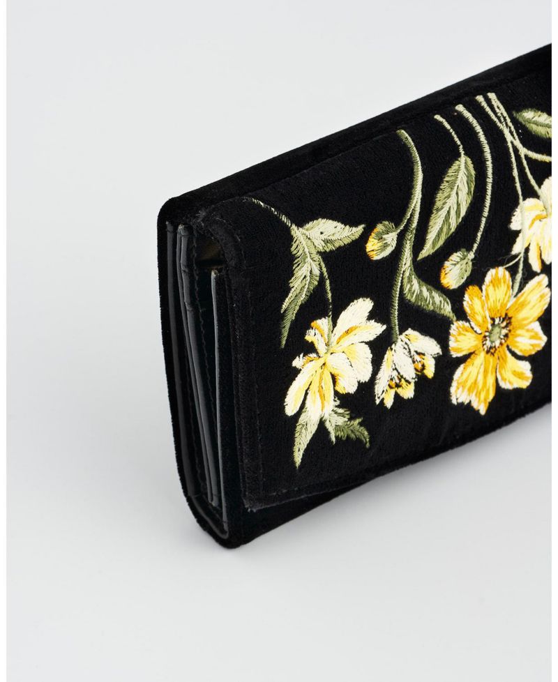 Botanical Velvet Embroidered Purse Large