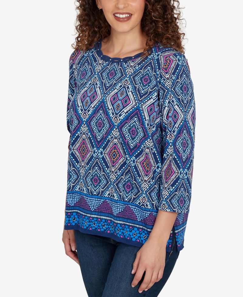 Petite Kaleidoscope Print Knit Top