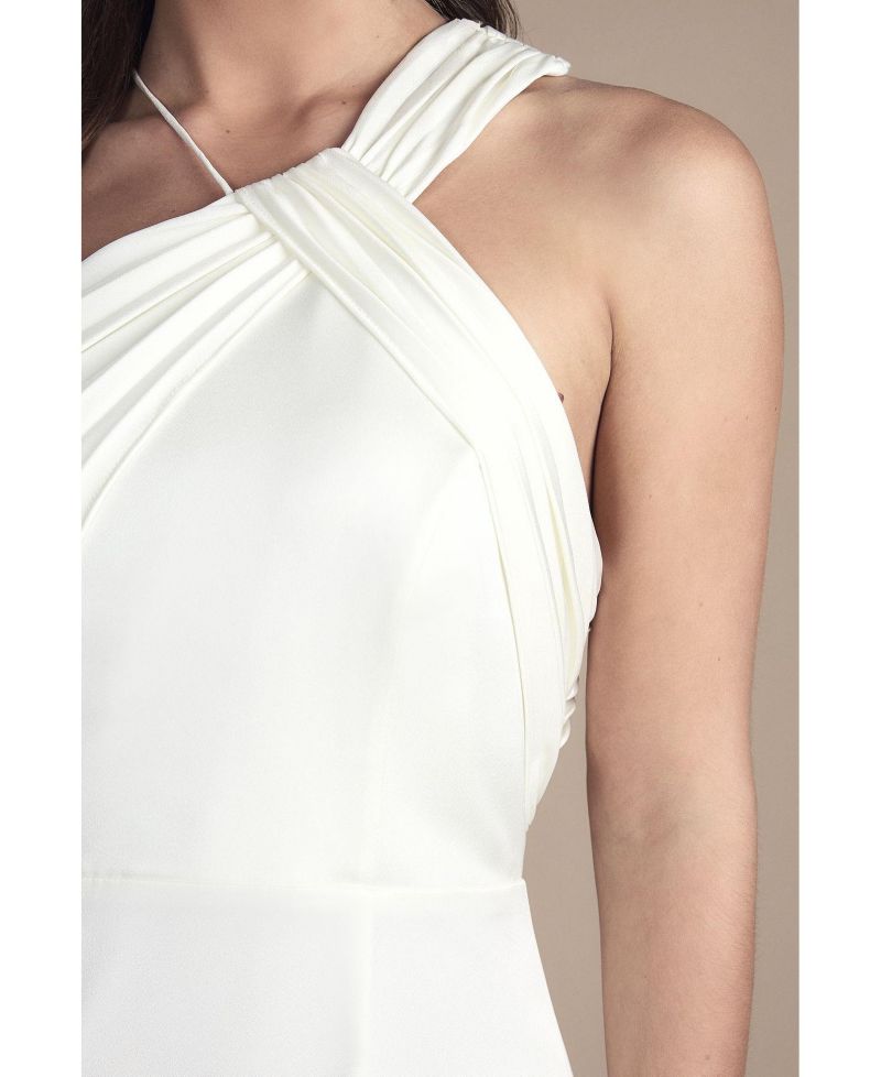 Women's Satin Halter Neck Fishtail Dress