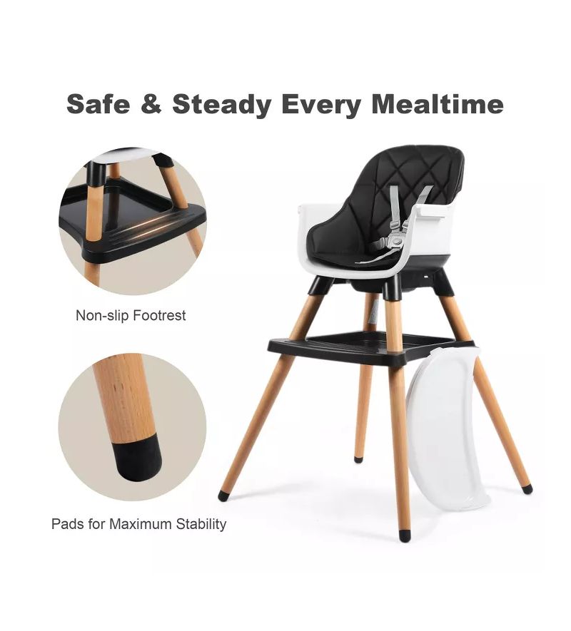 7-in-1 Convertible Baby High Chair with Removable Tray and 5-Point Harness