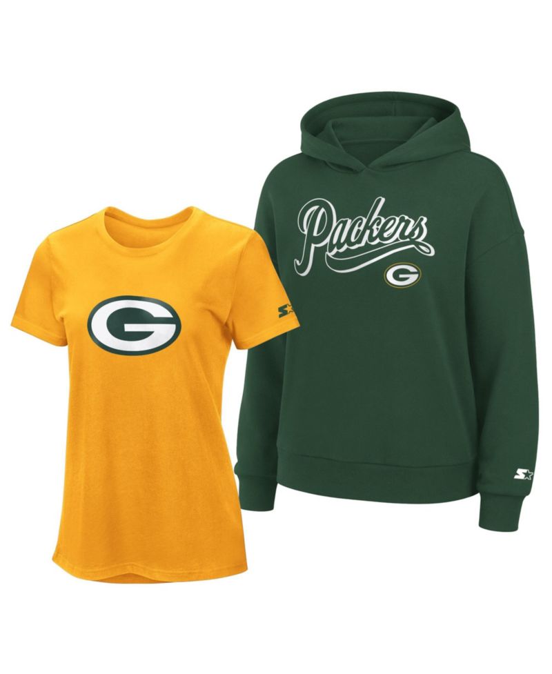 Women's Gold/Green Green Bay Packers Hoodie & T-Shirt Combo Pack