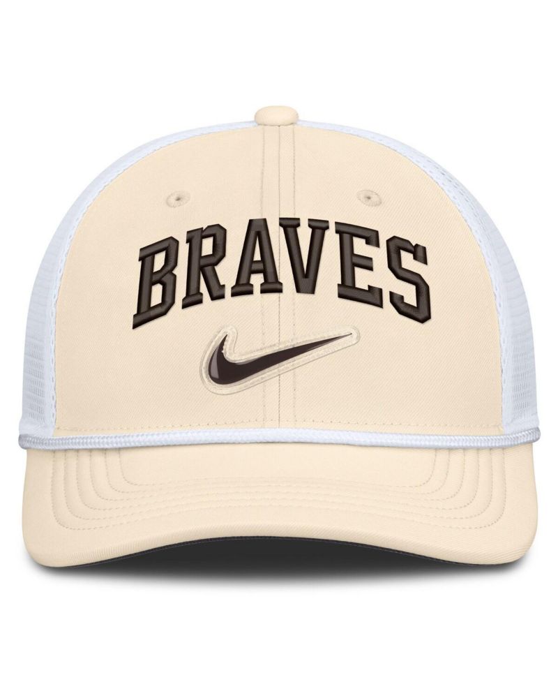 Men's Natural/White Atlanta Braves Rise Dri-FIT Trucker Adjustable Hat