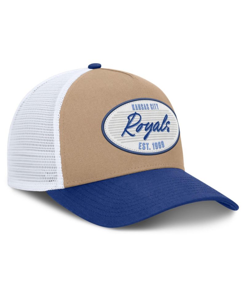Men's Khaki/Royal Kansas City Royals Rise A-Frame Trucker Adjustable Hat