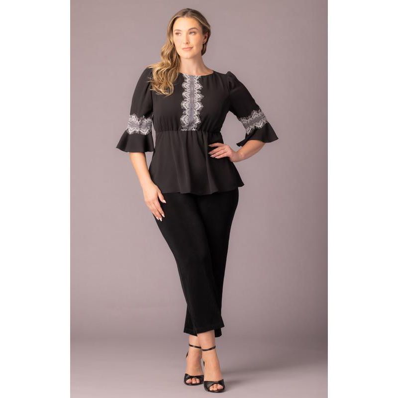 Plus Size Chateau Lace Trim Peplum Top