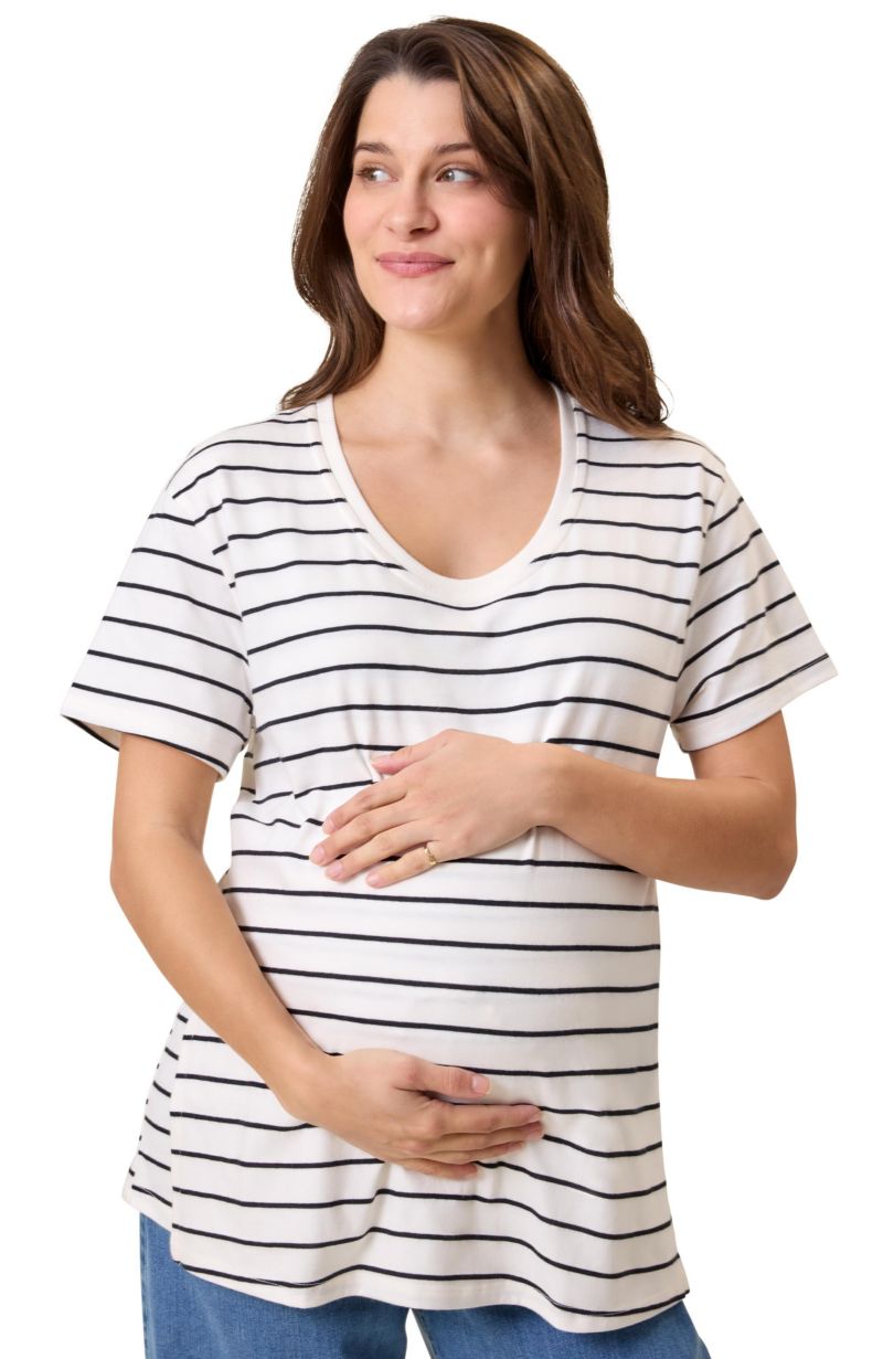 Maternity Relaxed Cotton Scoop Neck Nursing Tee
