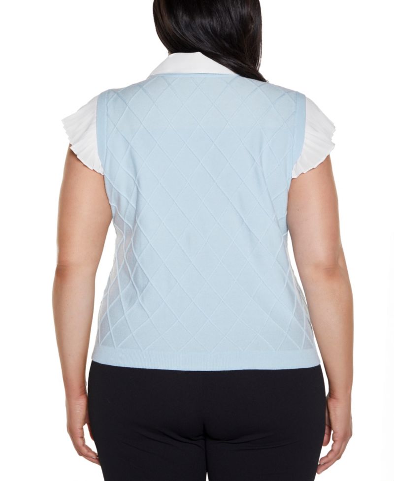 Plus Size Flutter Sleeve Two-Fer Sweater