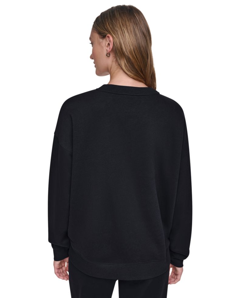Women's Oversized Drop-Shoulder Rhinestone Applique Sweatshirt