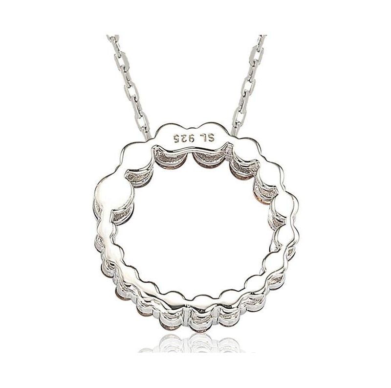 Suzy Levian Sterling Silver Cubic Zirconia Circle Journey Pendant Necklace