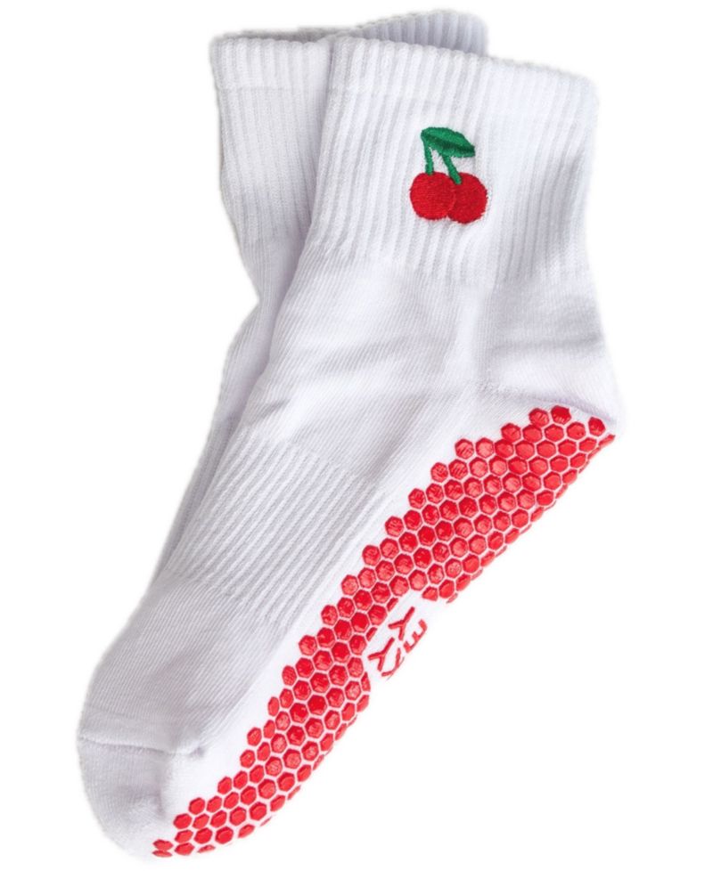 Women's Harlow Grip Embroidered Ankle Patch Crew Socks