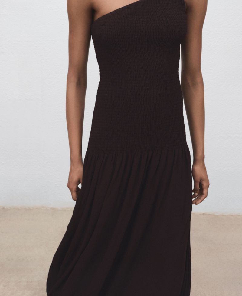 Women's Gathered Body Asymmetrical Dress