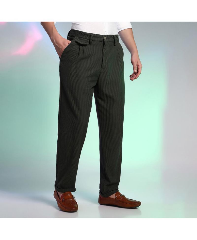 Men's Midnight Black Corduroy Tailored Trousers