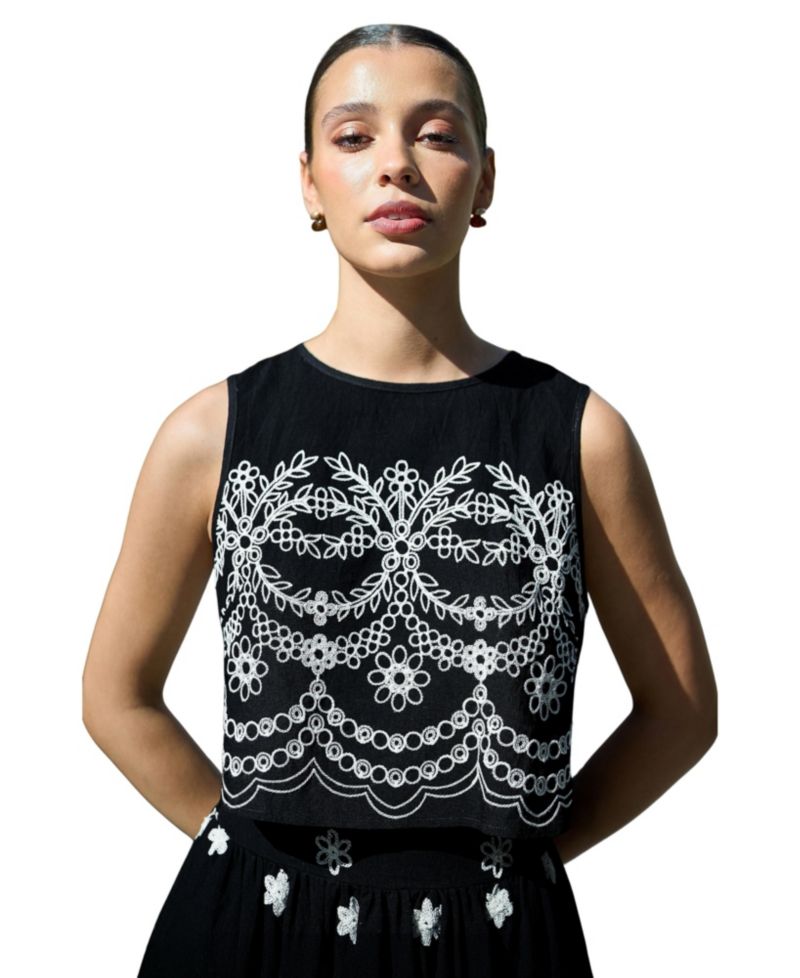 Women's Embroidered Crop Top