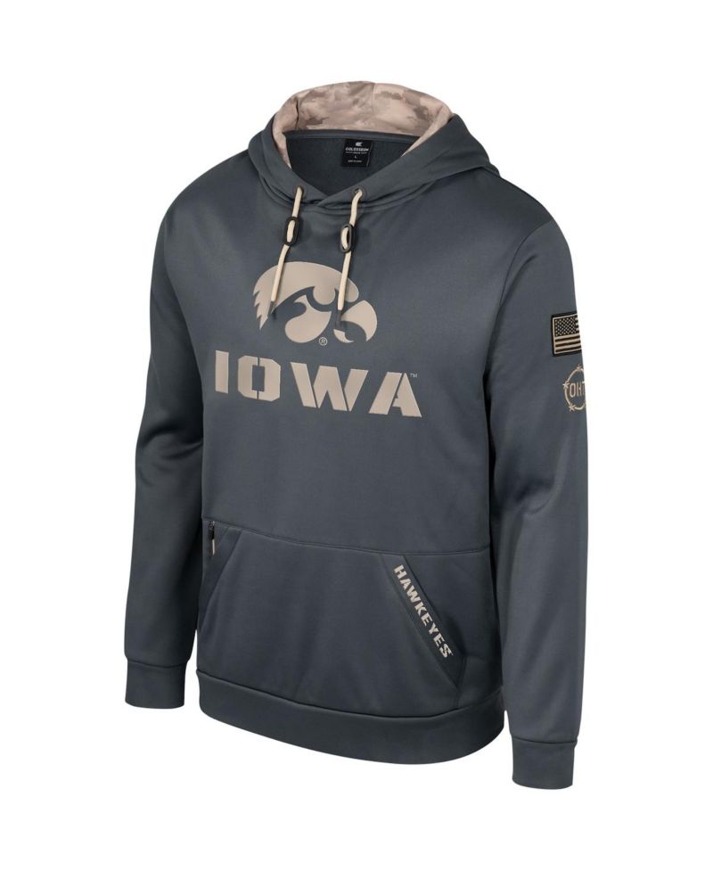 Men's Charcoal Iowa Hawkeyes OHT Military-Inspired Appreciation Pullover Hoodie