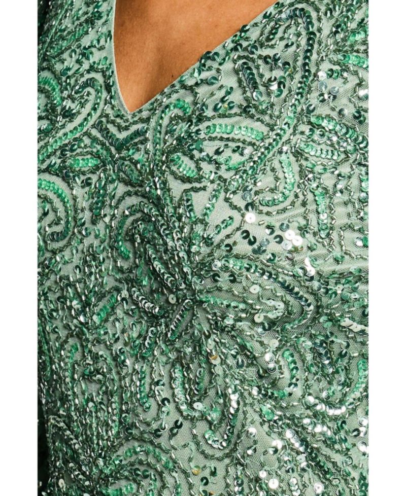 Women's Embellished Sequins Net Gown