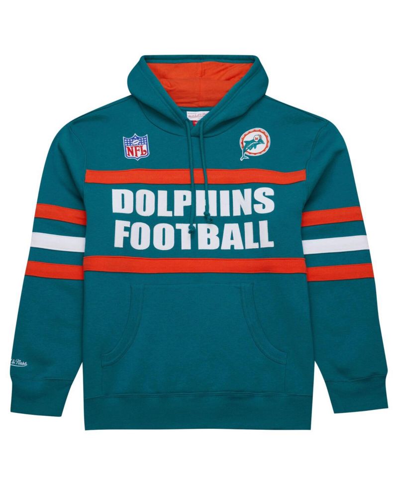 Men's Aqua Miami Dolphins Vintage Logo Head Coach Fleece Pullover Hoodie