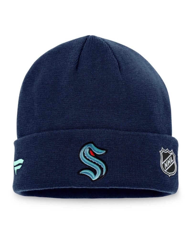 Men's Deep Sea Blue Seattle Kraken Game Train Cuffed Knit Hat