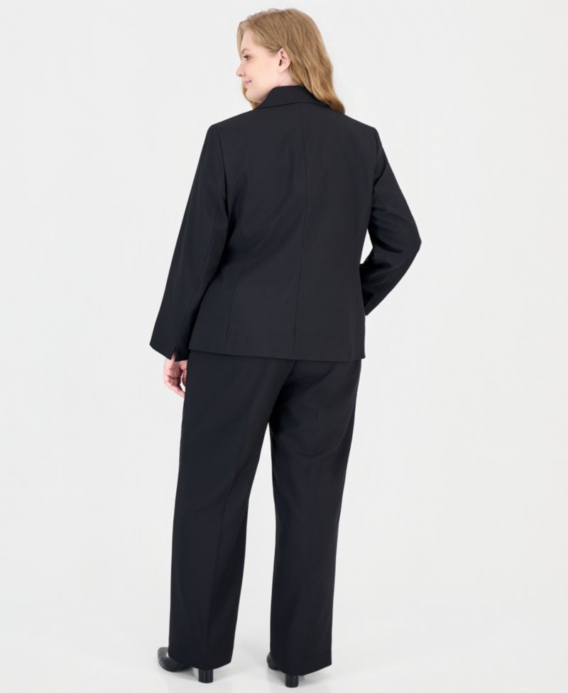 Plus Size Peak Lapel Classic-Fit Wide-Leg Jacket and Pants, 2-Piece Set