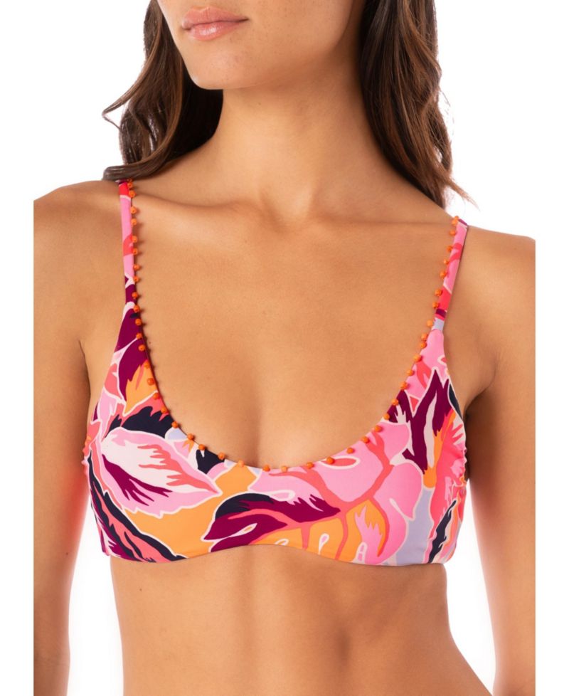 Women's Coral Leafy Liberties Bikini Top
