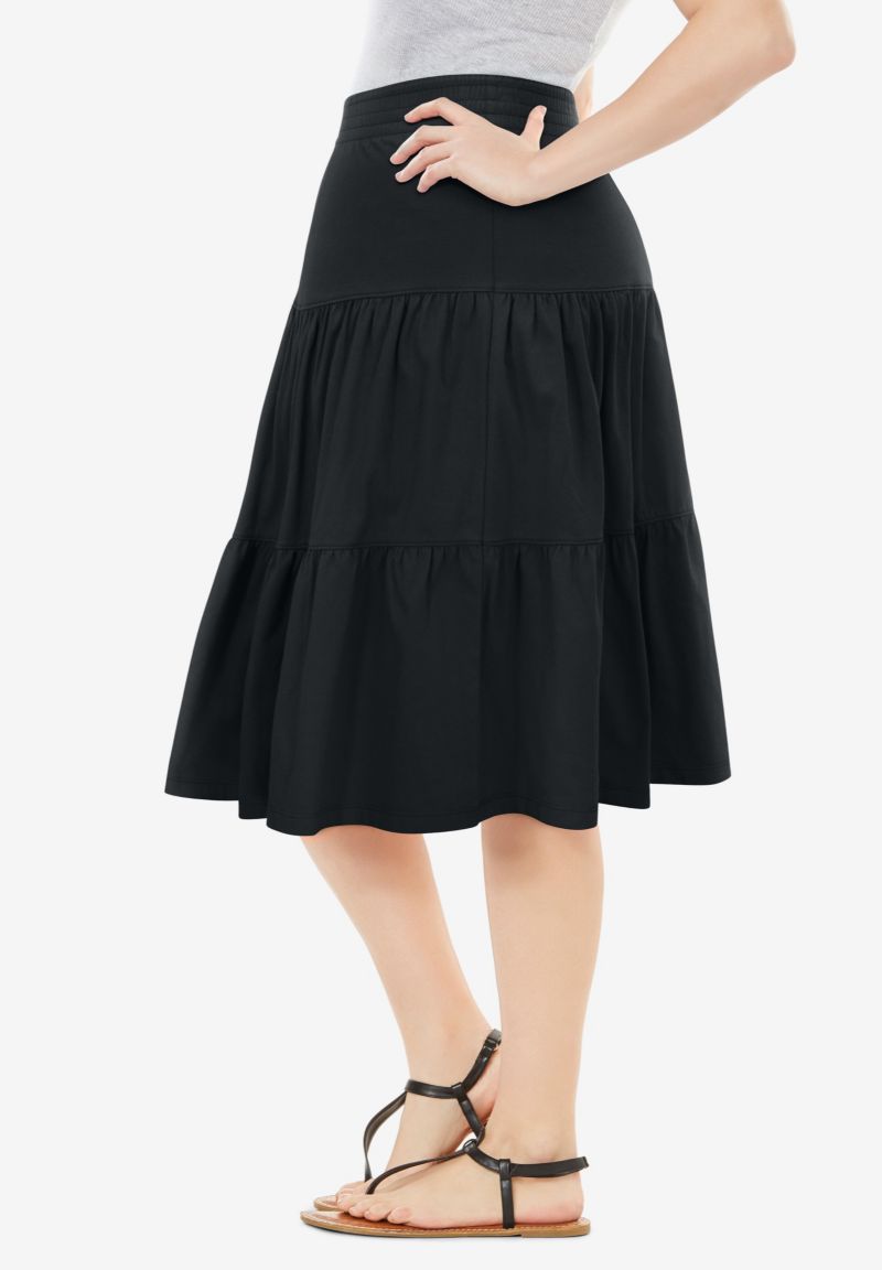 Women's Within Elastic-Waist Knit Tiered Skirt
