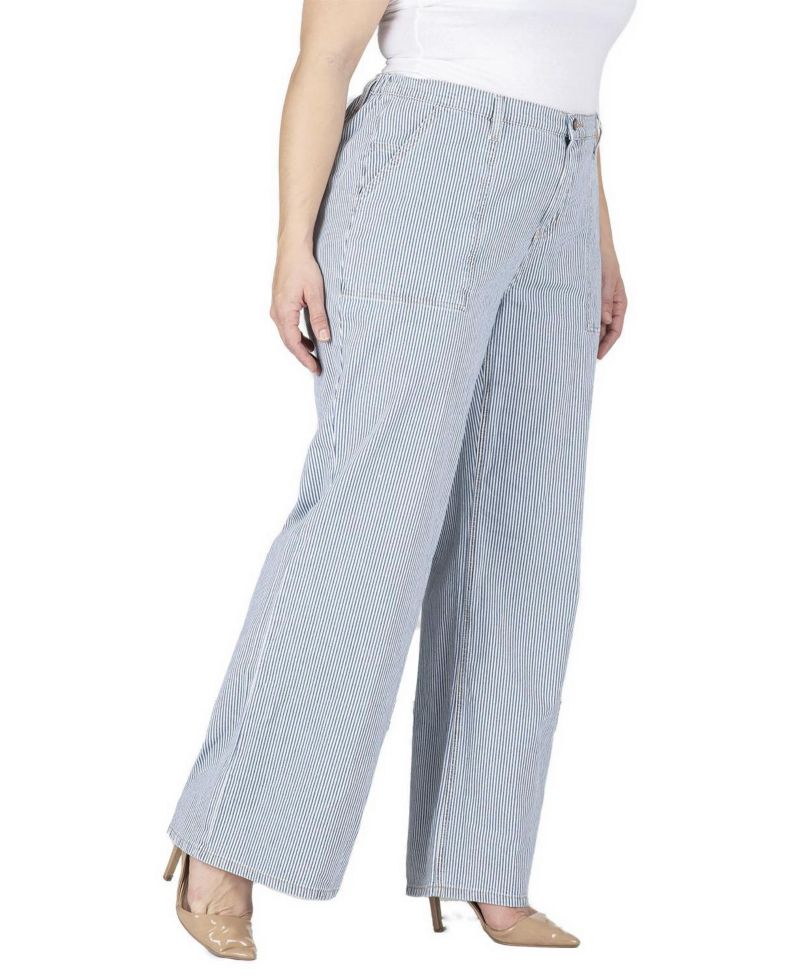 Women's Mona High-Rise Wide-Leg Striped Denim Pants