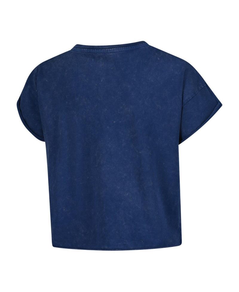 Women's Navy Dallas Wings Rock N Roll Collection Gwen Mineral Wash Cropped T-Shirt