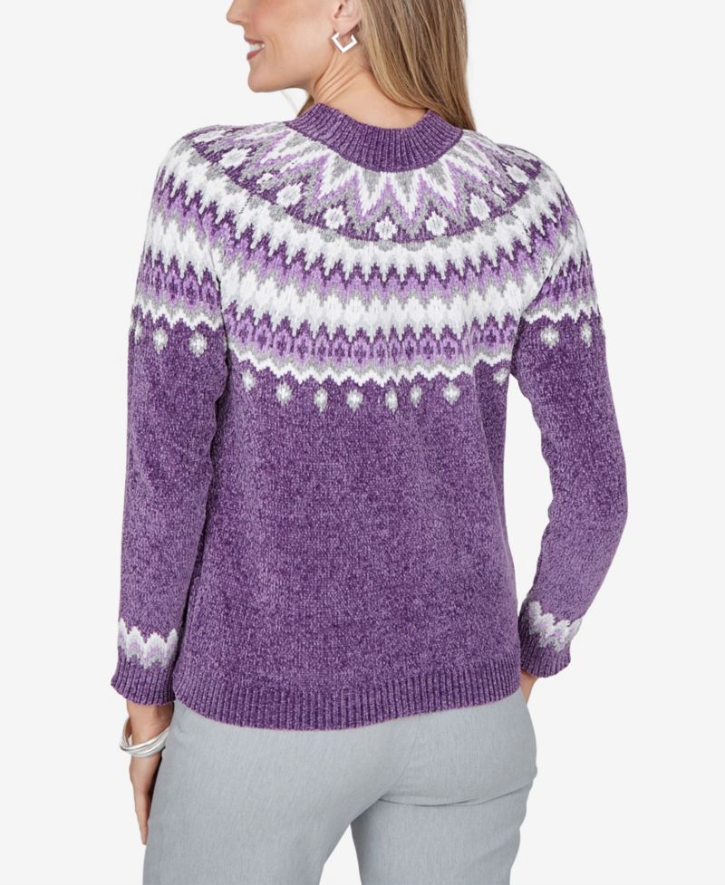 Petite Fair Isle Mock Neck Pullover Sweater
