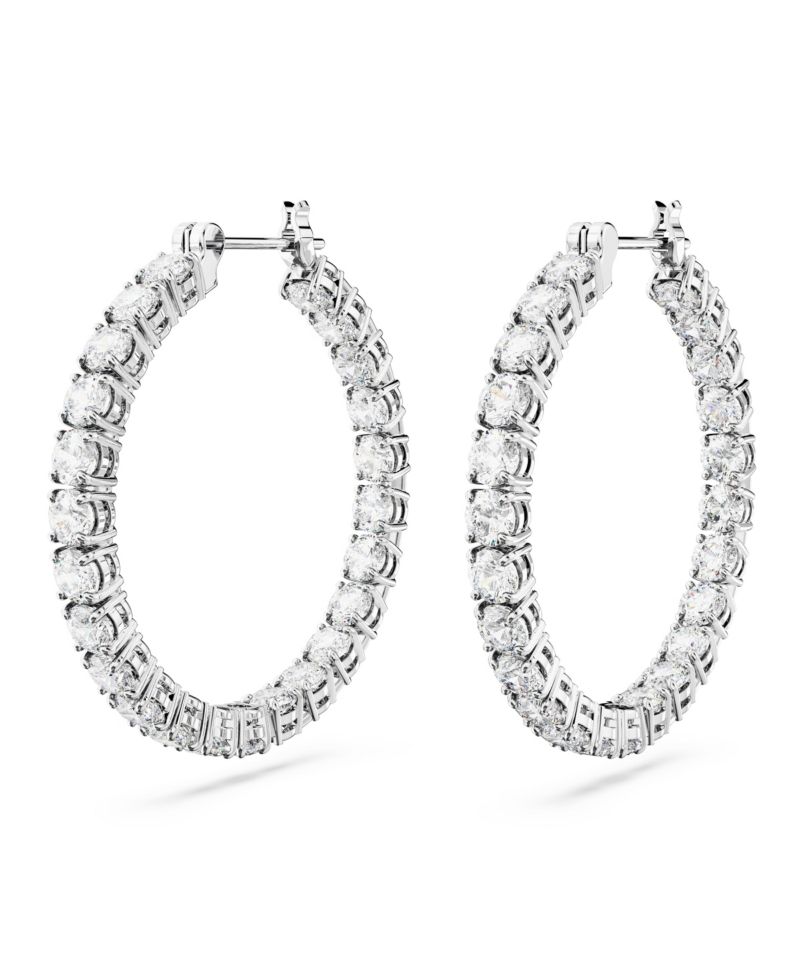 Crystal Round Cut Matrix Hoop Earrings