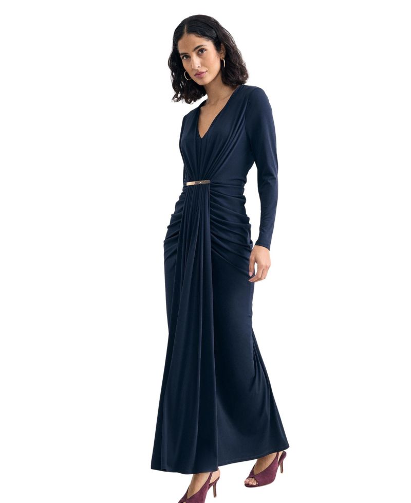 Women's Katharine V-Neck Long-Sleeve Maxi Dress