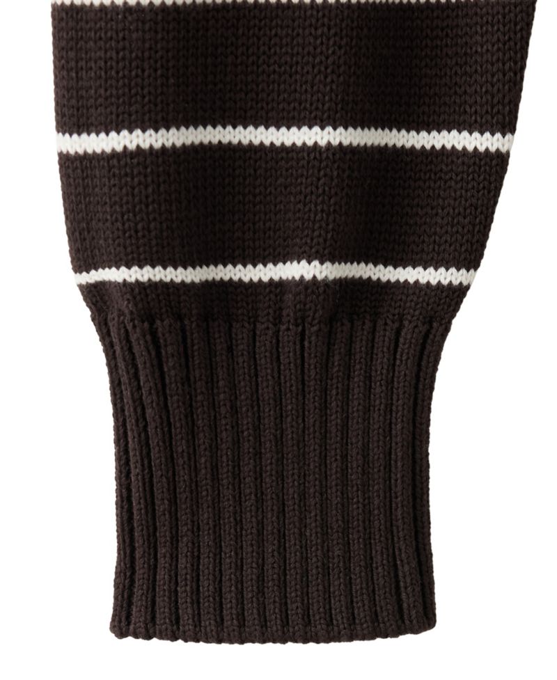 Women's Quarter-Zip Striped Cotton Sweater