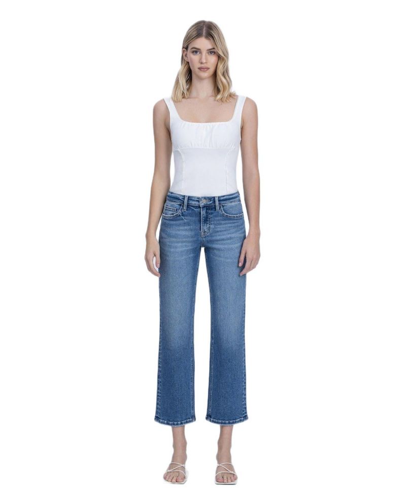 Women's Mid Rise Ankle Straight Jeans