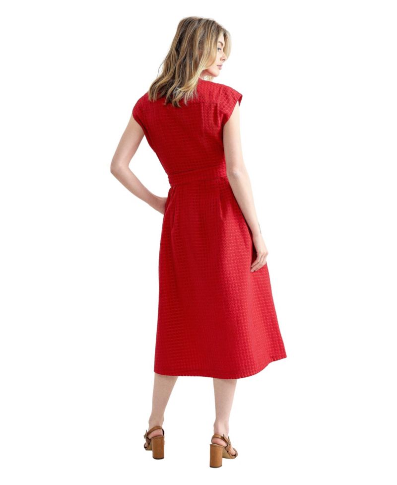 Women's Elvira Zip-Front Textured Midi Dress with Pockets