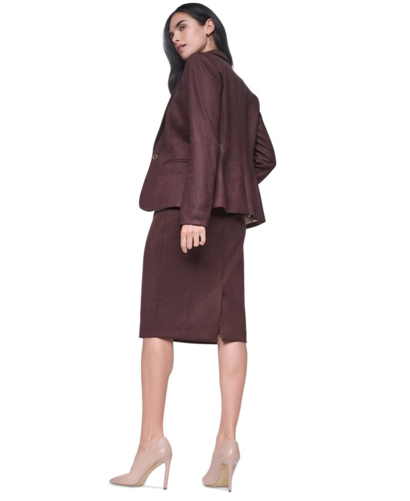 Women's Short One-Button Faux Suede Blazer