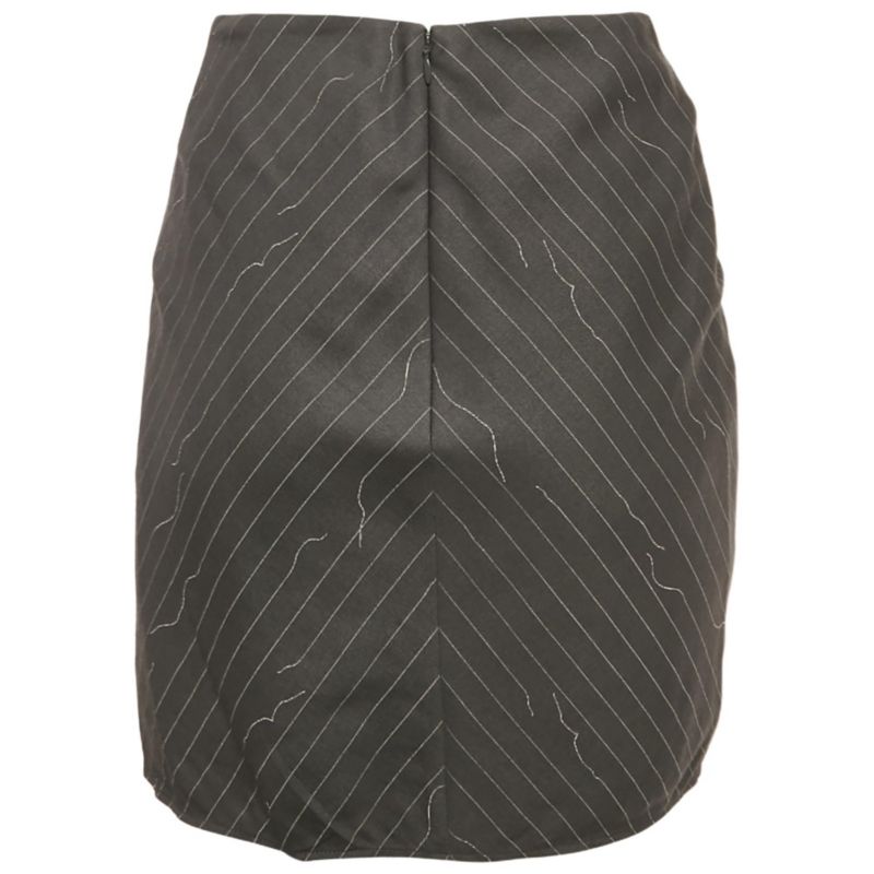 Women's Grey Pinstripe Layered Mini Skirt