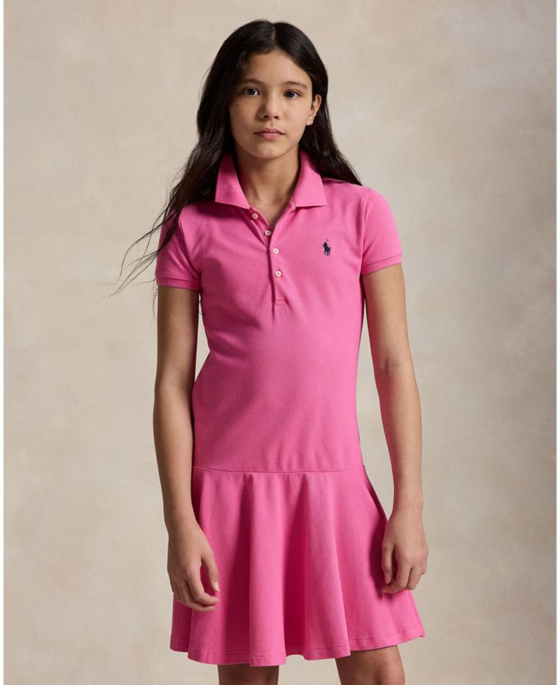Girls' 7-16 Cotton Mesh Short-Sleeve Polo Dress