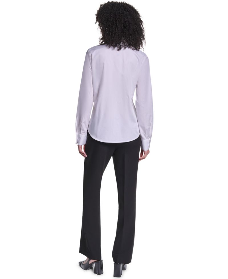 Petite Collared Button-Front Blouse