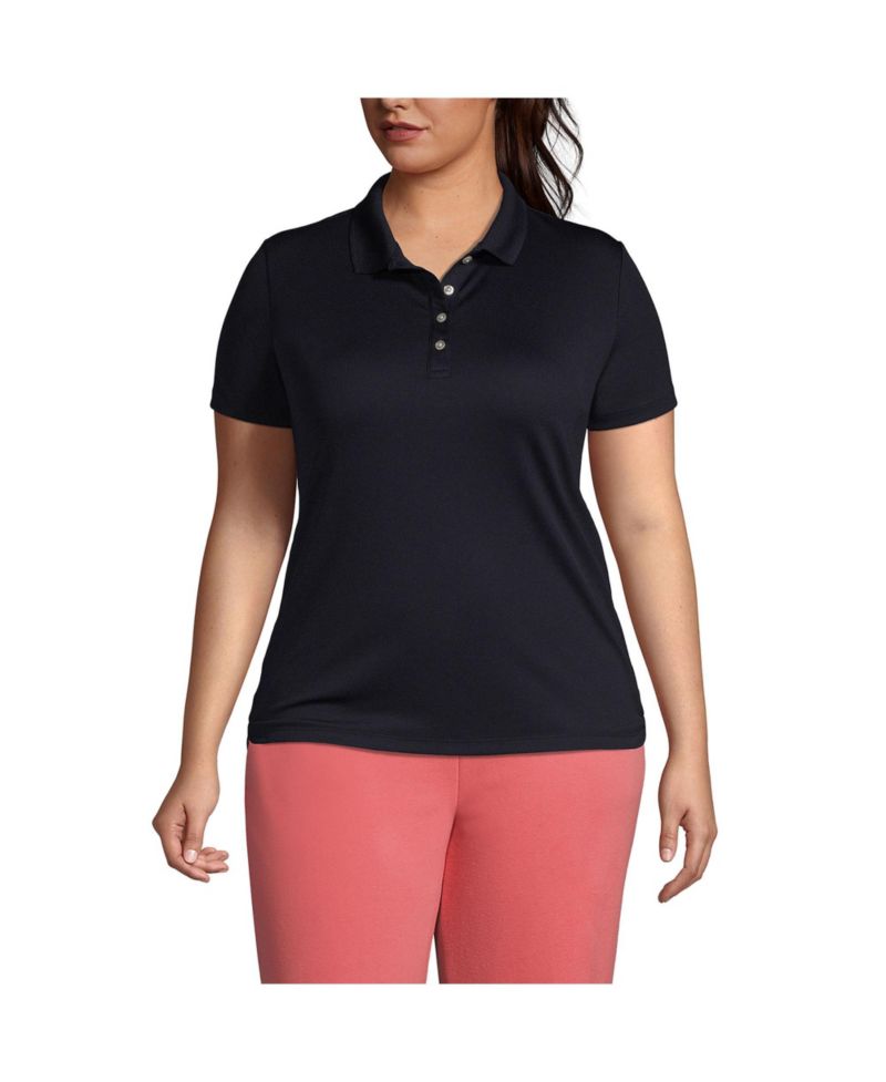 Plus Size Short Sleeve Solid Active Polo