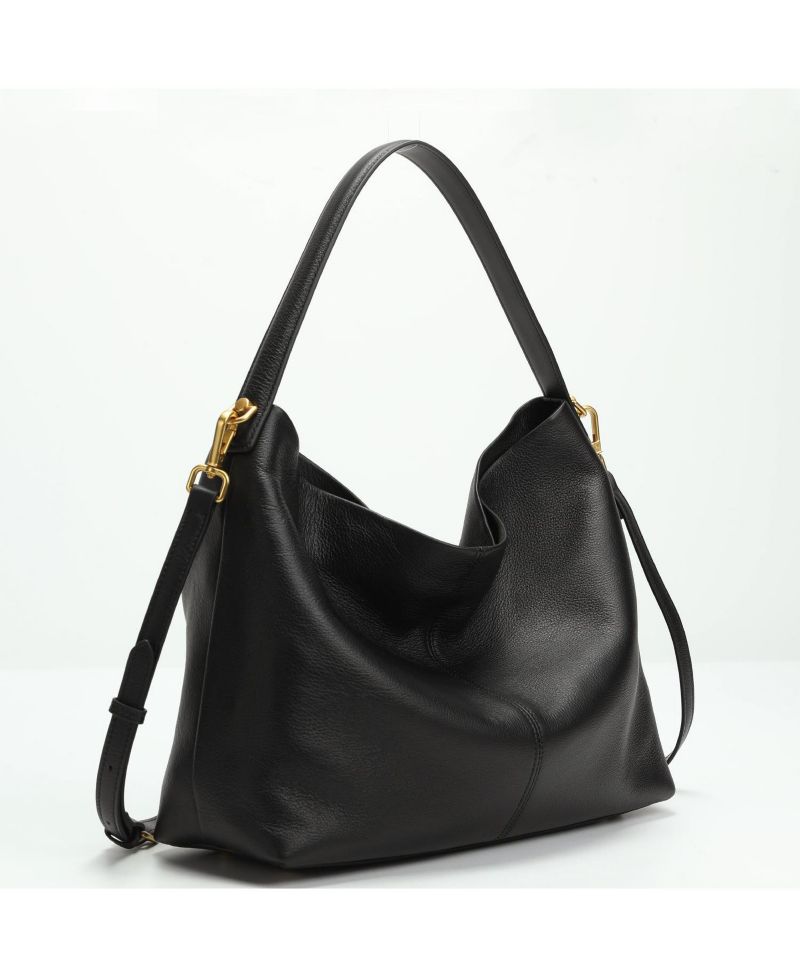Mara Soft Pebbled Leather Slouchy Hobo Shoulder Bag with Crossbody Strap Casual Everyday Tote Purse