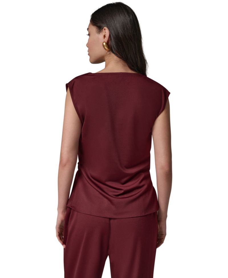 Women's Cowl Neck Draped Sleeveless Blouse