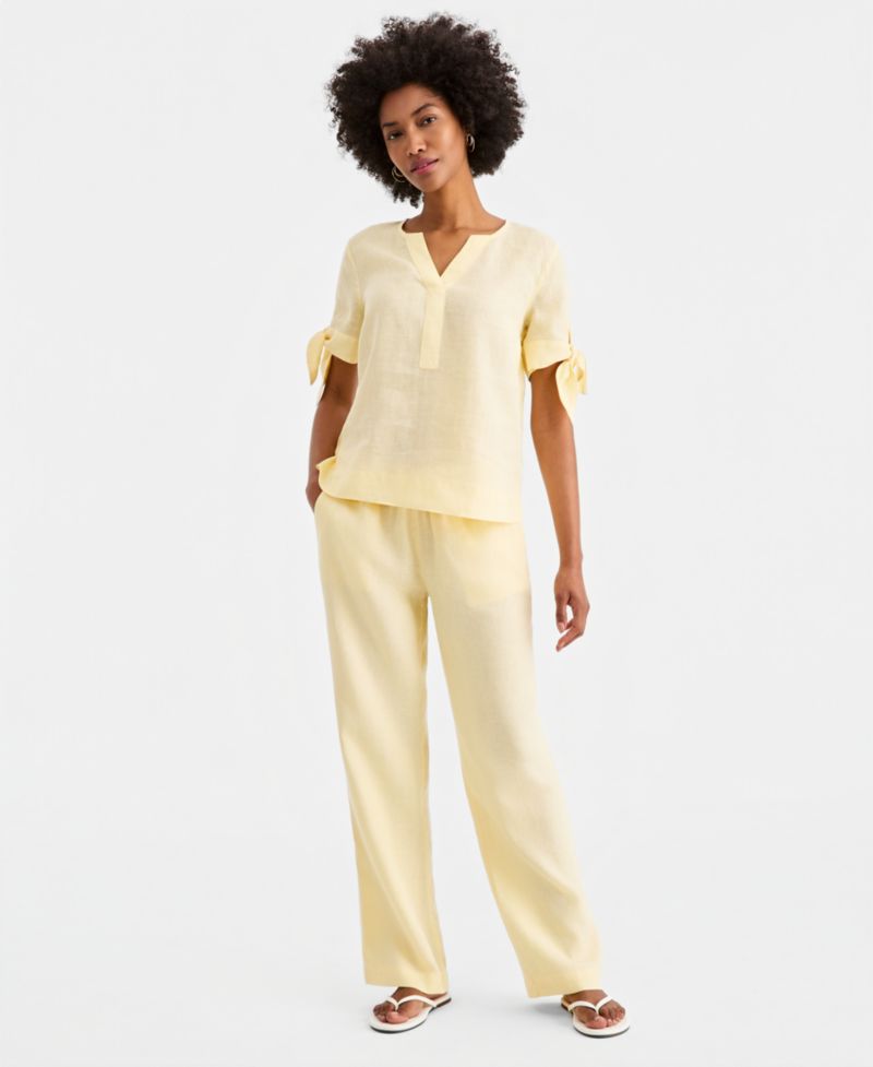 Women's 100% Linen Drawstring Pants