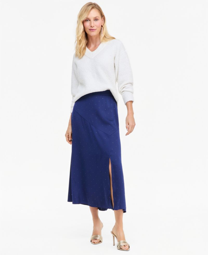 Women's Crystal-Embellished Satin Midi Skirt