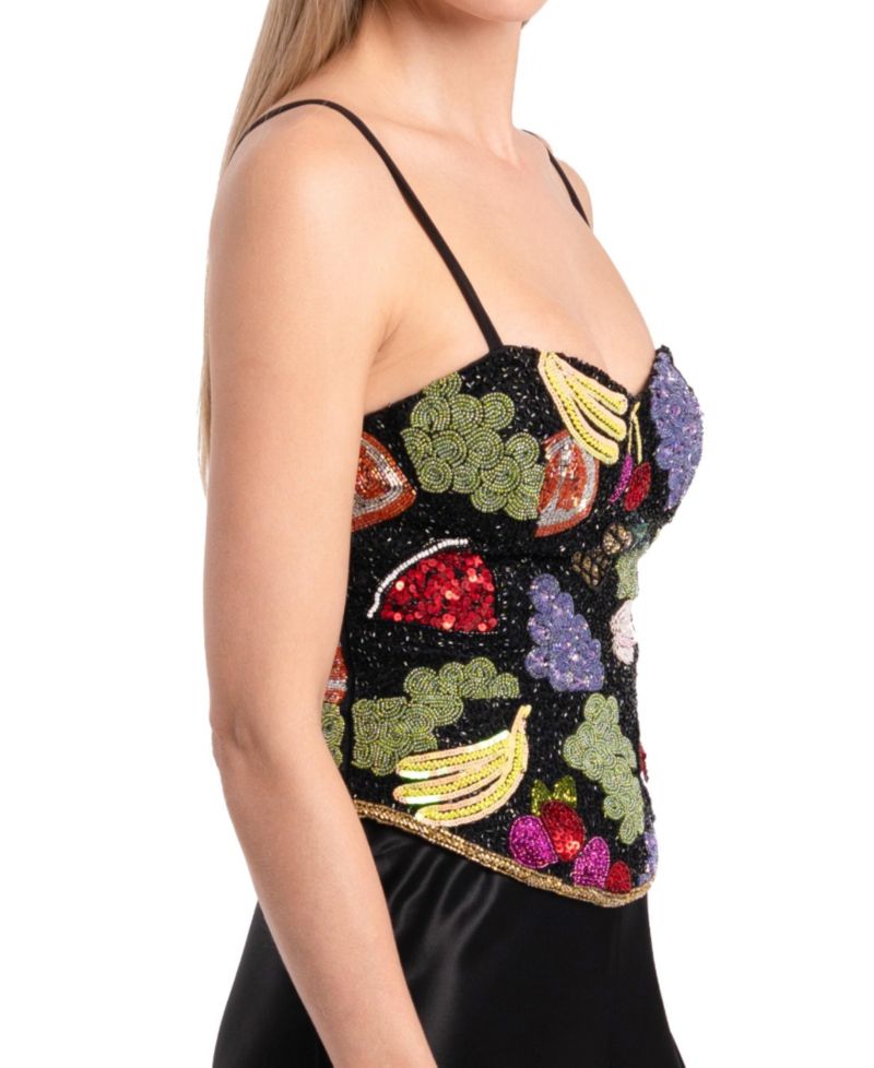 Women's Fruit Hand Beaded Embellished Corset Top