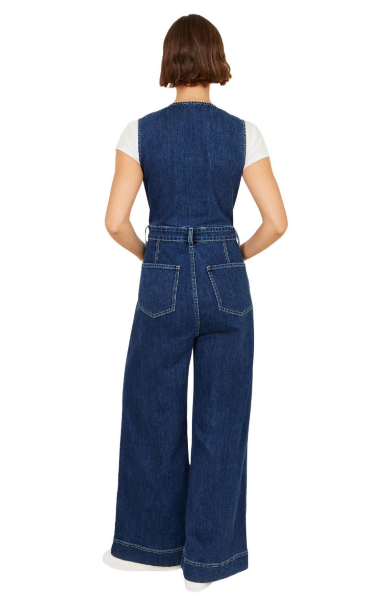 Women's Denim Stretch Fitted Jumpsuit