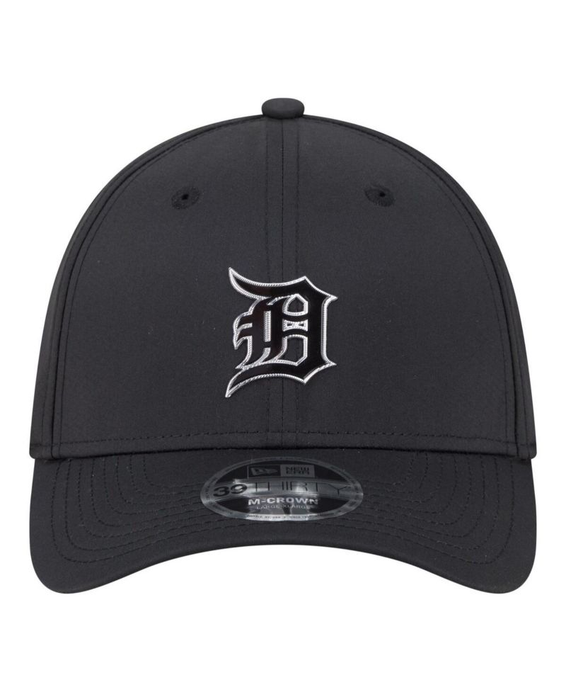 Men's Black Detroit Tigers Metallic 39THIRTY M-Crown Flex Hat