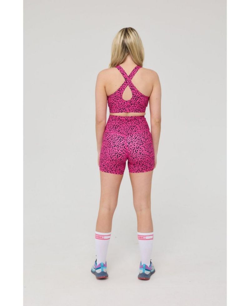 Women's Infinite High Waisted Shorts - Pink Leopard