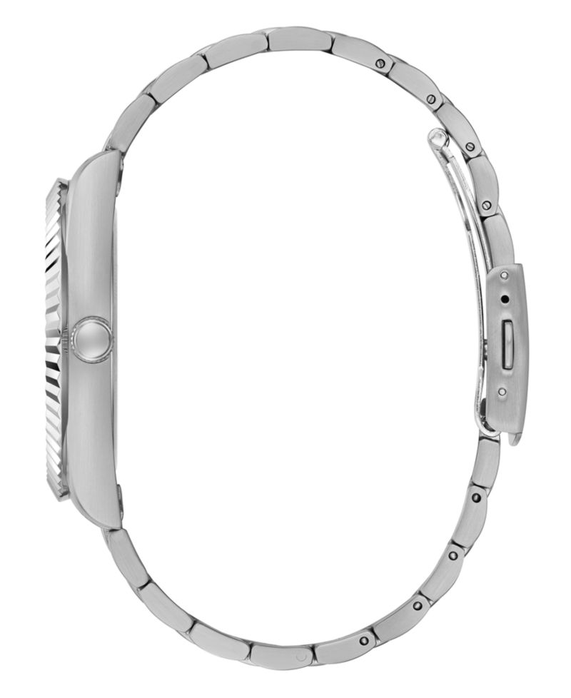 Men's Silver-Tone Stainless Steel Bracelet, Day, Date Watch, 42mm