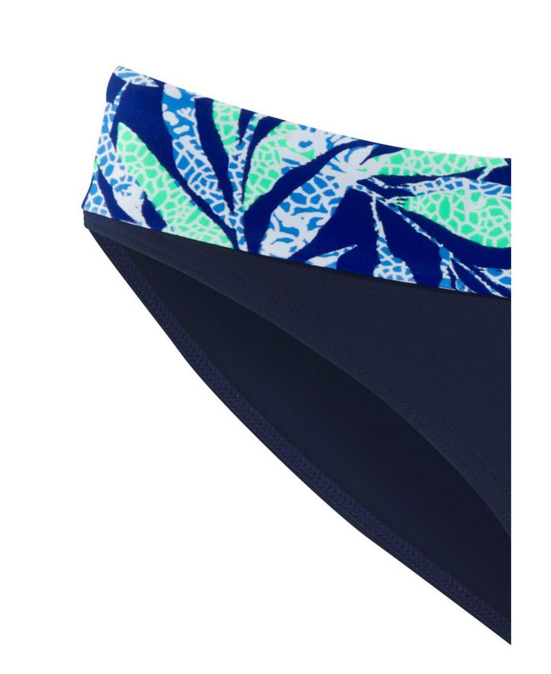 Women's Tropical Print Fold Over Bikini Mid-Rise Swim Bottom