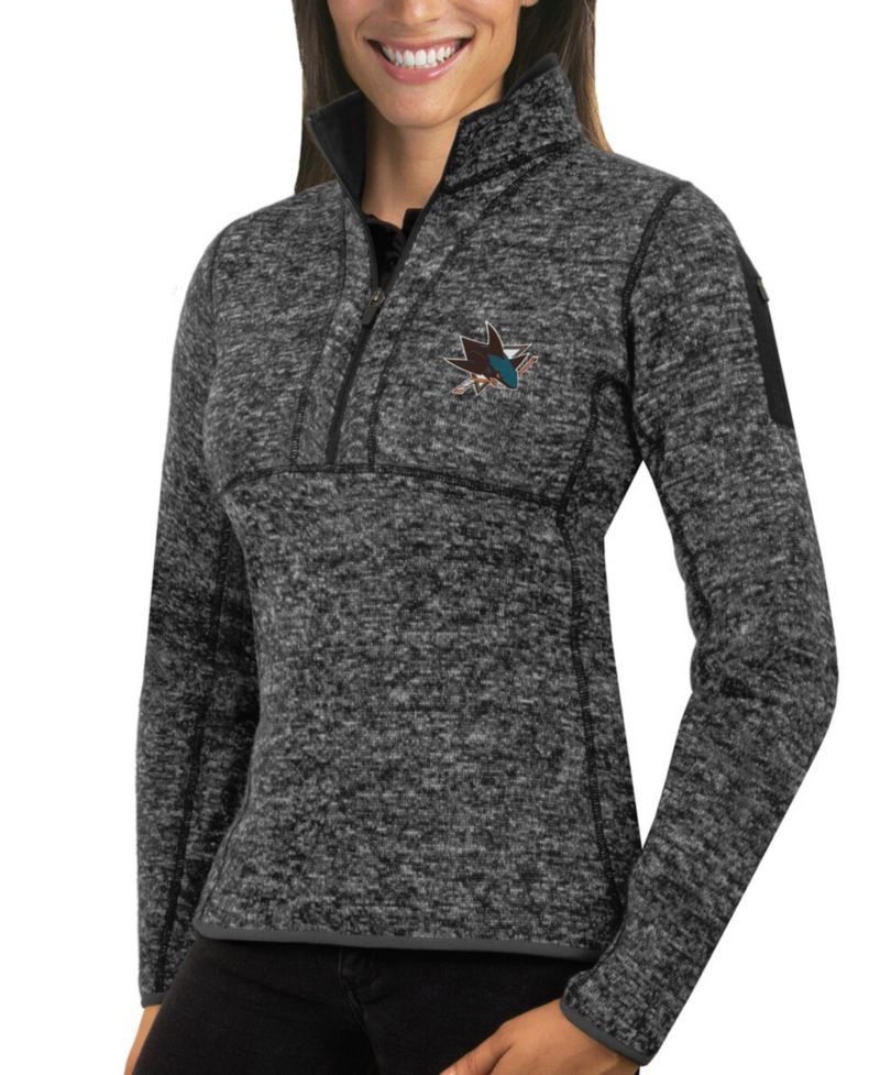 Women's Charcoal San Jose Sharks Fortune Half-Zip Sweatshirt
